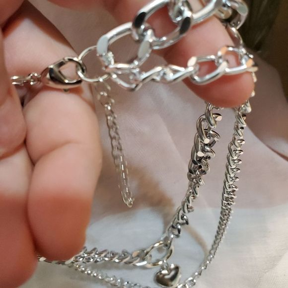 CHUNKY HEART❤ LOCKET DOUBLE CHAIN NECKLACE - Picture 15 of 16